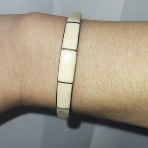 COPY - Enamel bone look adjustable silver look cuff
